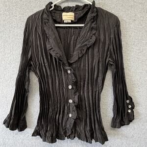 Vintage Large Top Satin Crinkle Ruffle Edwardian Whimsigoth Regency Goth Y2K